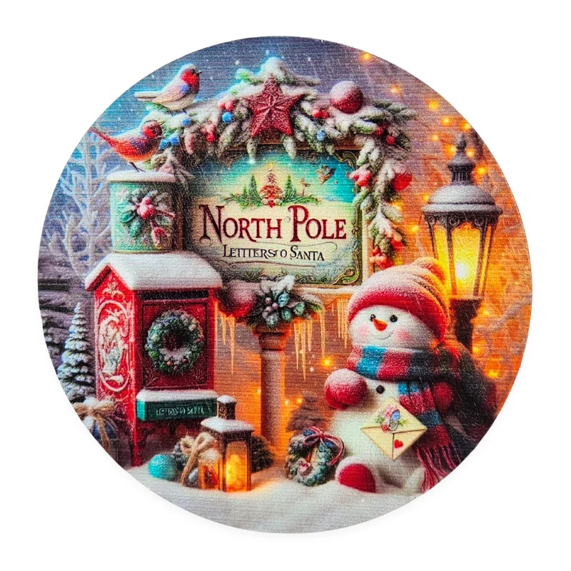 Nyomtatott fa tábla koszorú közép - North pole