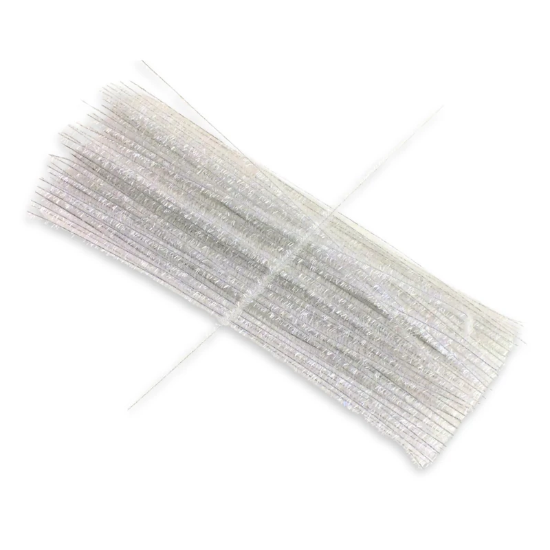 Csillámos zsenília drót - fehér 100db/cs