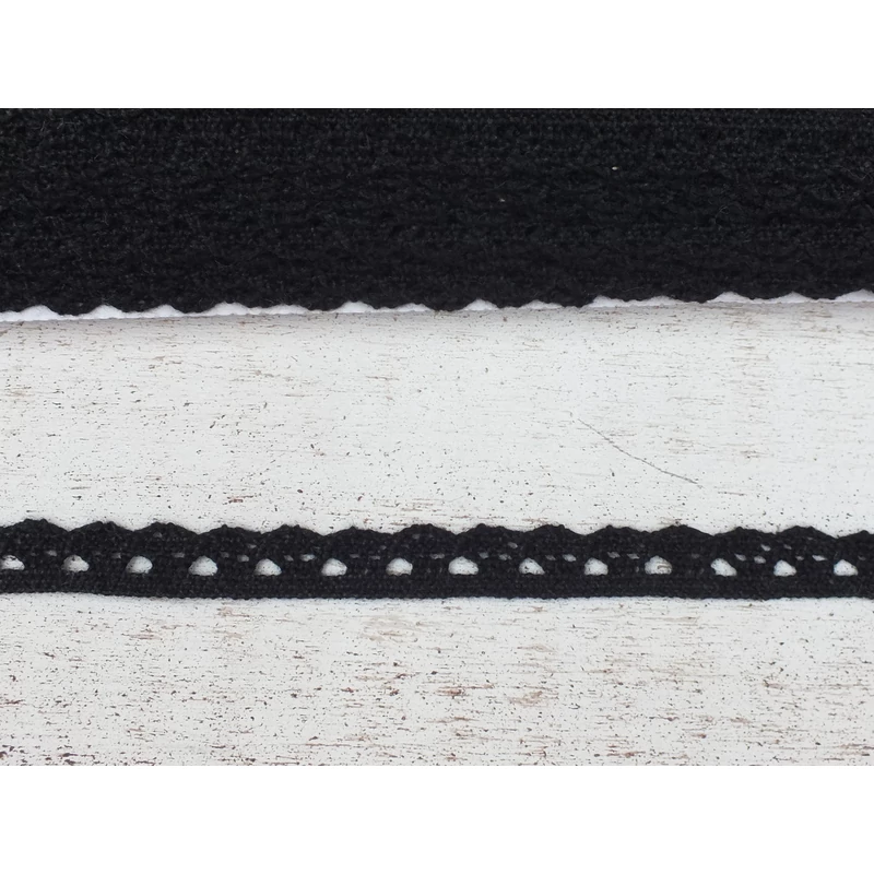 Fekete pamut csipke - 1cm*20méter