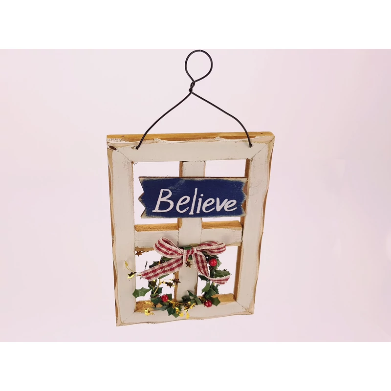 Dekor ablakkeret fehér 'Believe'-KIFUTÓ