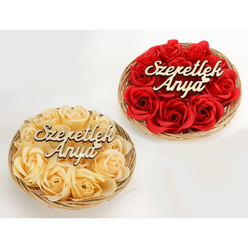 Anyák napi kerek kosárka krém "Szeretlek Anya"