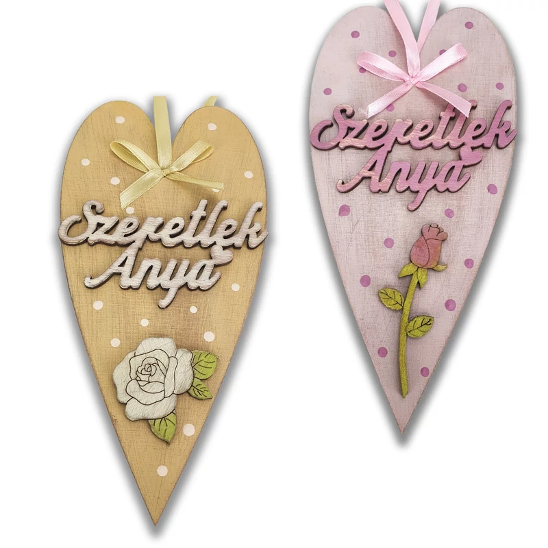 Anyák napi díszített szív "Szeretlek anya"