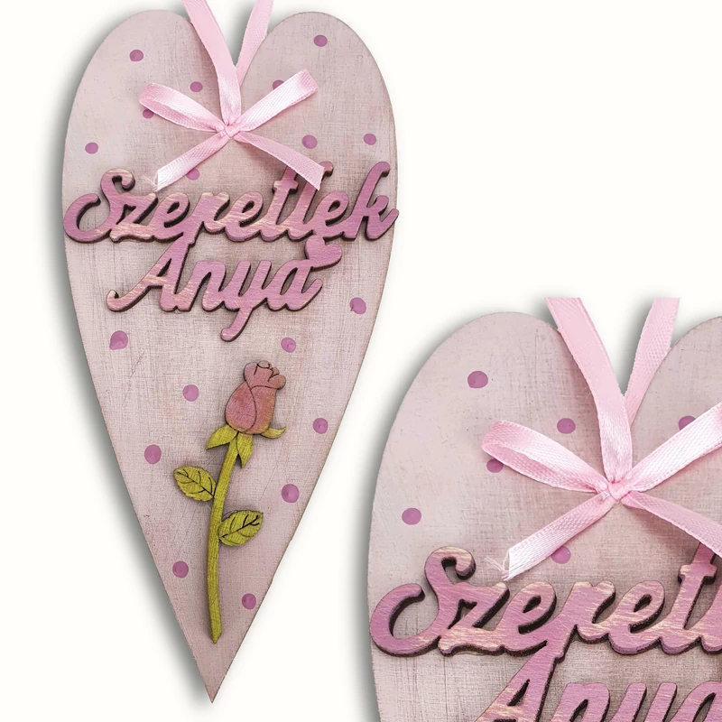 Anyák napi díszített szív "Szeretlek anya" - Pink Anyák napi díszített szív "Szeretlek anya" - Pink