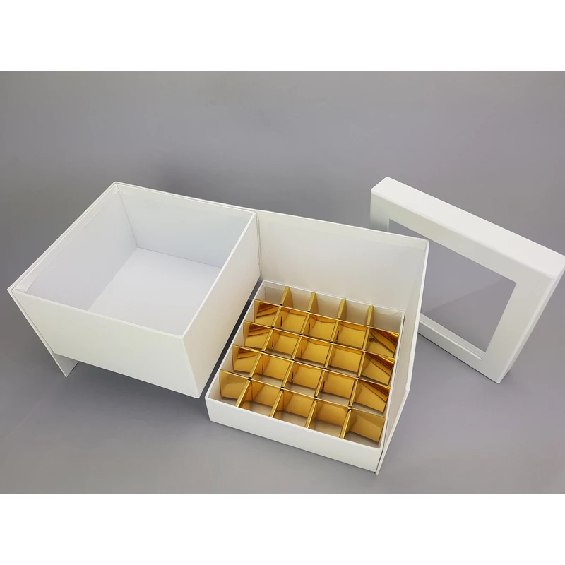 Virágbox és bonbon doboz tetővel - fehér 24/#
