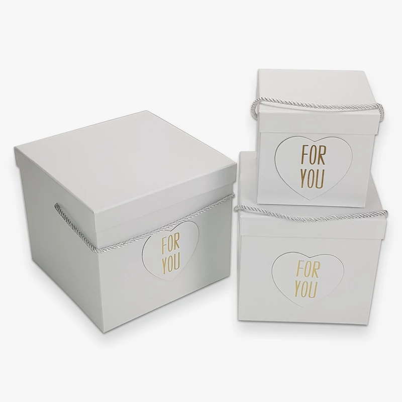Kocka papírdoboz " For you" fehér 3db/szett 18/#
