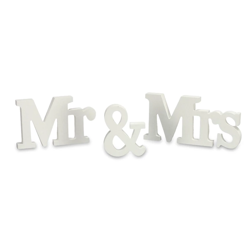 Mr&amp;Mrs fa asztali felirat fehér 50/#