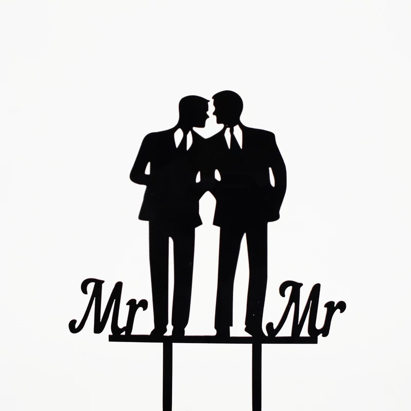 LMBTQ Tortabeszúró, Tortadísz Fekete Férfi Mr. &amp; Mr.