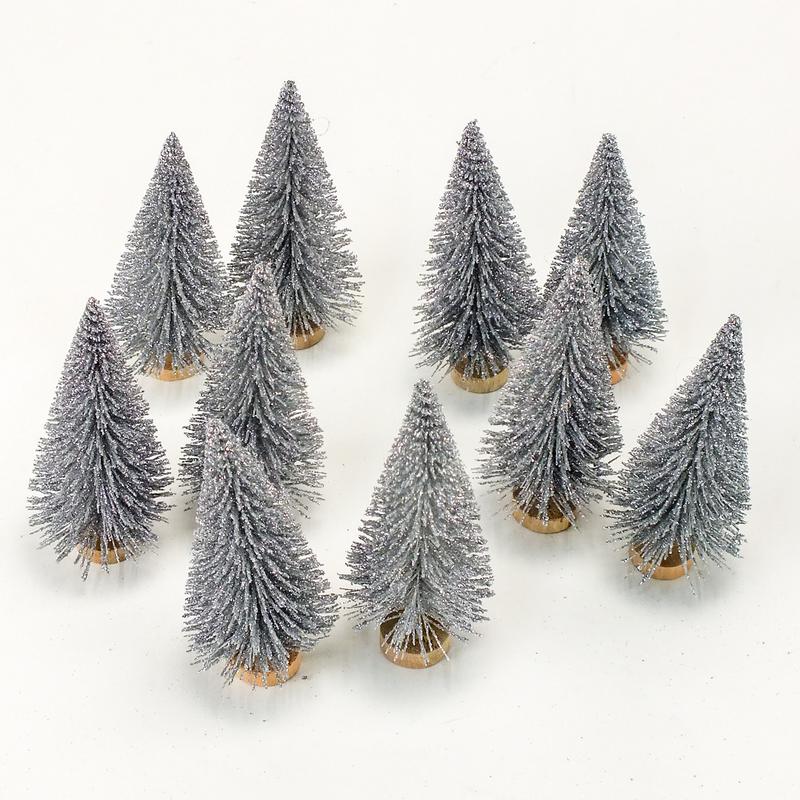 Dekor fenyőfa ezüst glitteres 10cm 10db/cs 