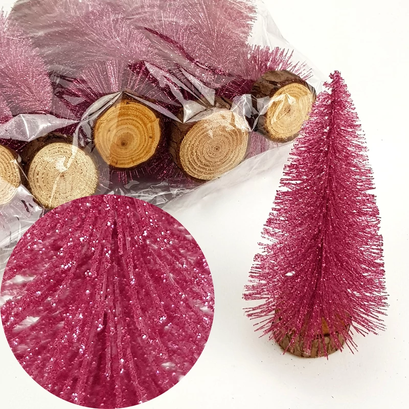 Oldpink csillámos fenyők 12db/csomag