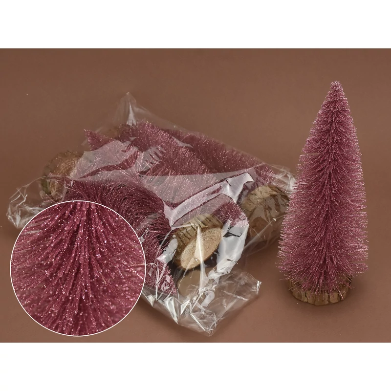 Oldpink csillámos fenyők 20cm 5db/csomag