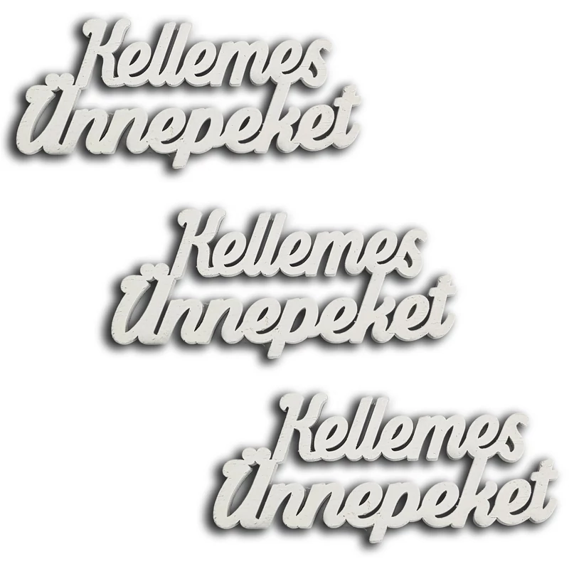 Kellemes Ünnepeket felirat fehér15cm 3db/csom 200/#