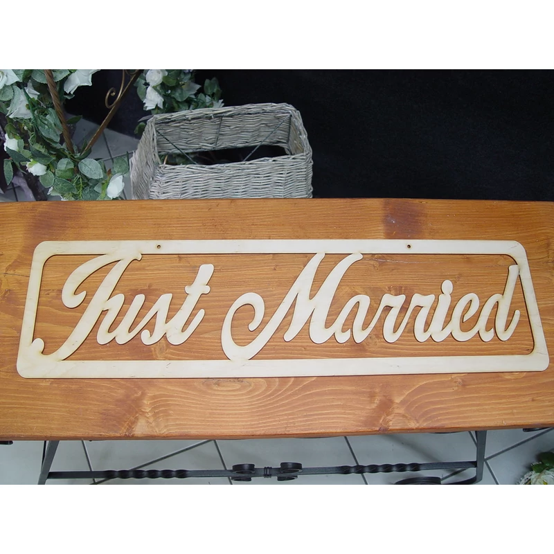 Natúr fa - "Just married" felirat 70cm