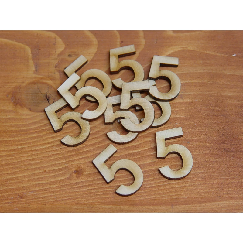 Natúr fa számok 5-ös 3cm 10db/csomag