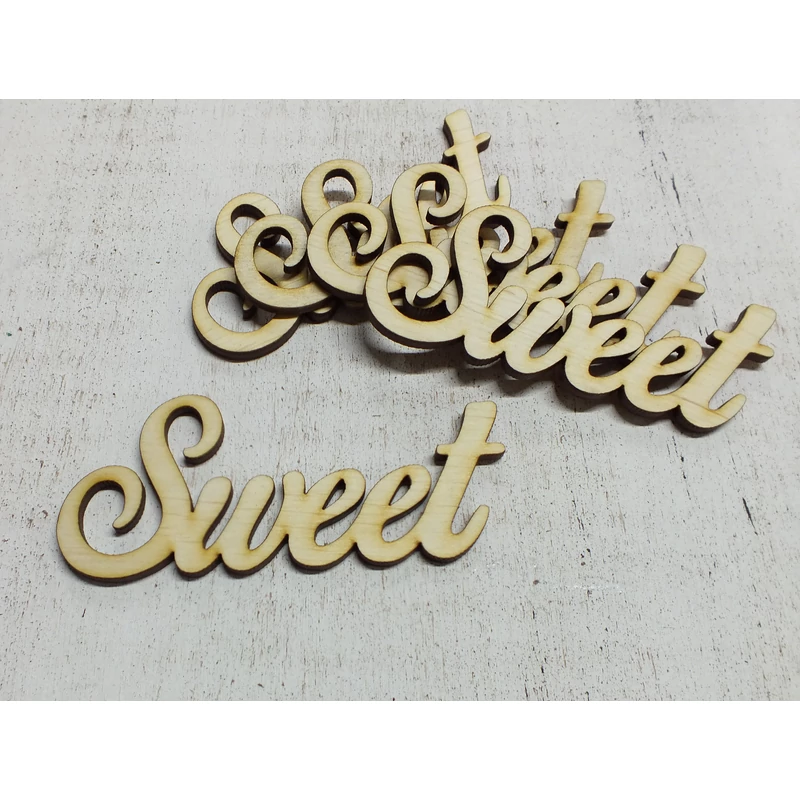 Natúr fa - "Sweet" felirat 10cm 5db/csomag