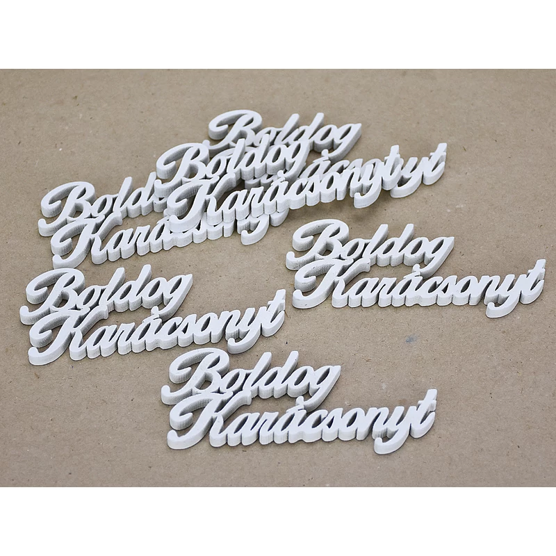 Boldog karácsonyt felirat fehér 10cm 6db/cs