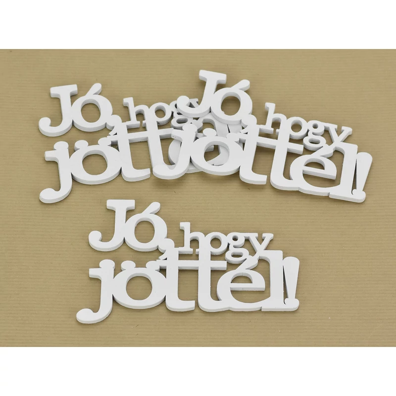 Fa &quot;Jó, hogy jöttél!&quot; felirat koszorúra fehér 14,5cm