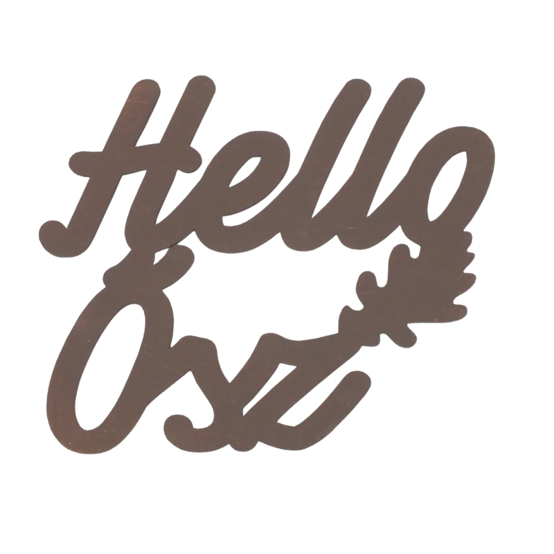 Világos barna "Hello Ősz" felirat színes 11x11cm