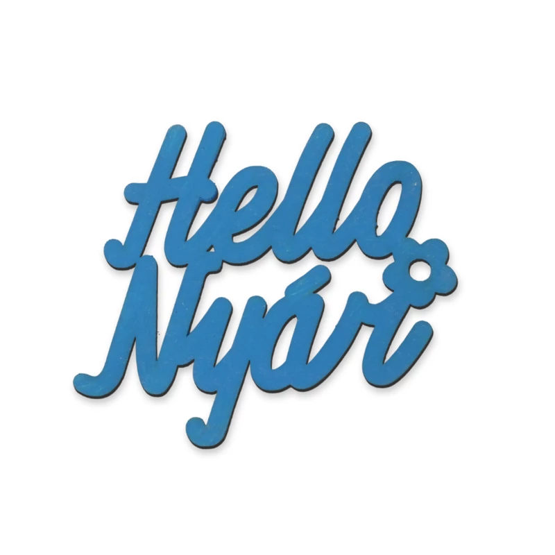 "Hello Nyár" felirat színes világoskék 11x10cm