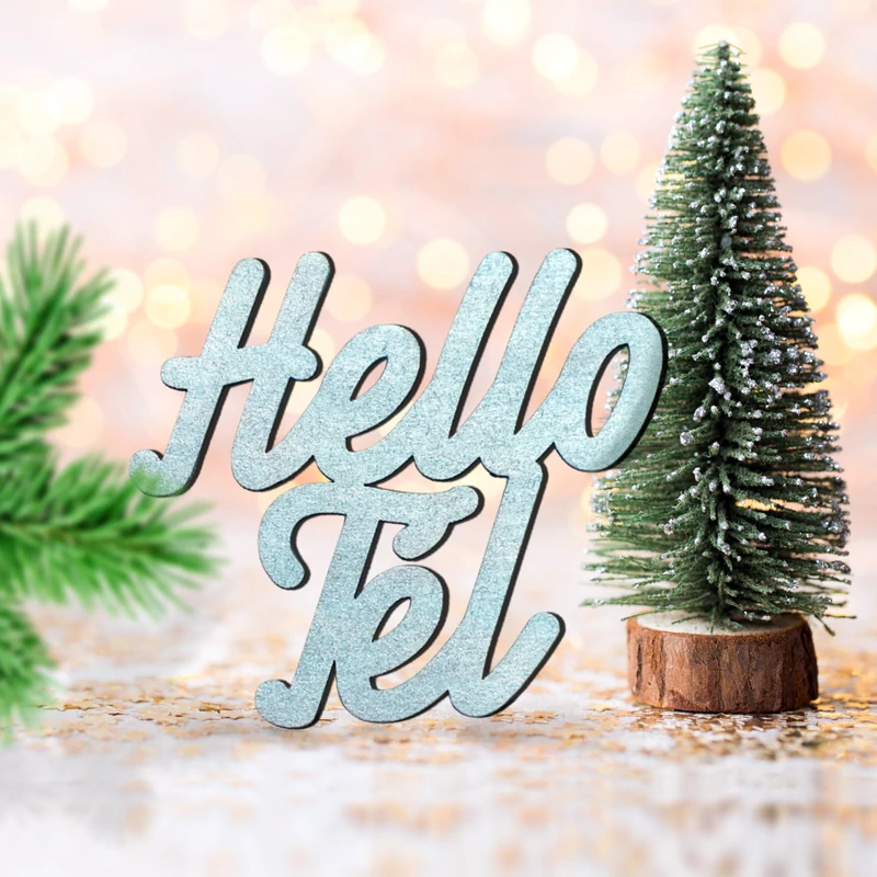 Kékezüst &quot;Hello Tél&quot; felirat színes 10x10cm