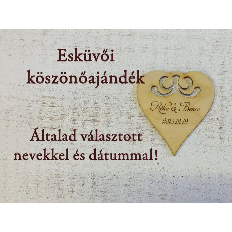 Natúr fa - Gravírozott köszönő ajándék - Szív (1-12db)