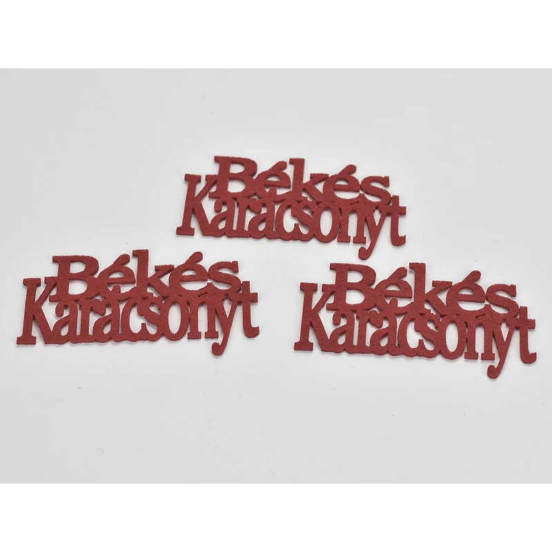Filc - &quot;Békés Karácsony&quot; felirat  piros 3db/csomag