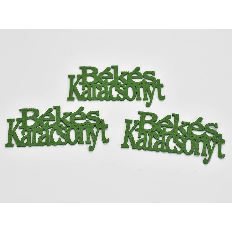 Filc - &quot;Békés Karácsony&quot; felirat  zöld 3db/csomag