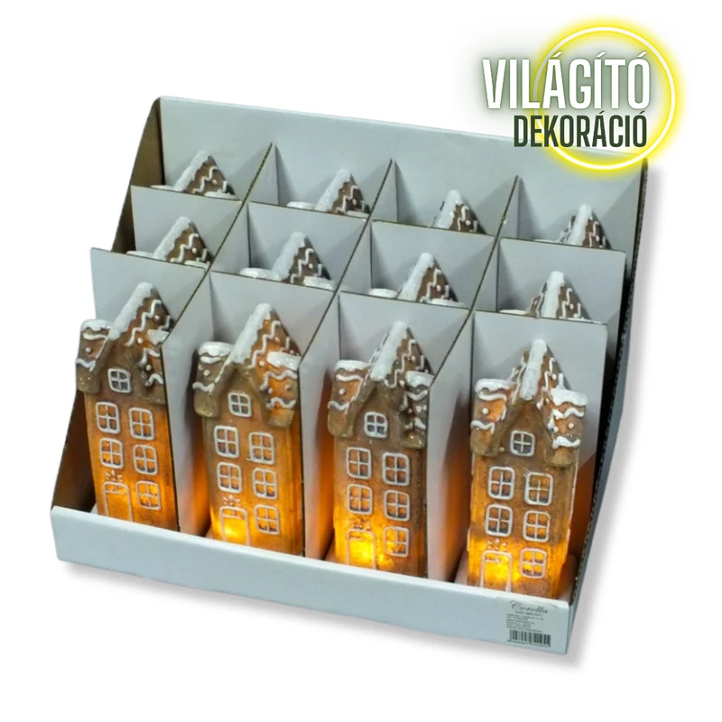Világítós emeletes mézeskalács ház 12db/dob 48/#