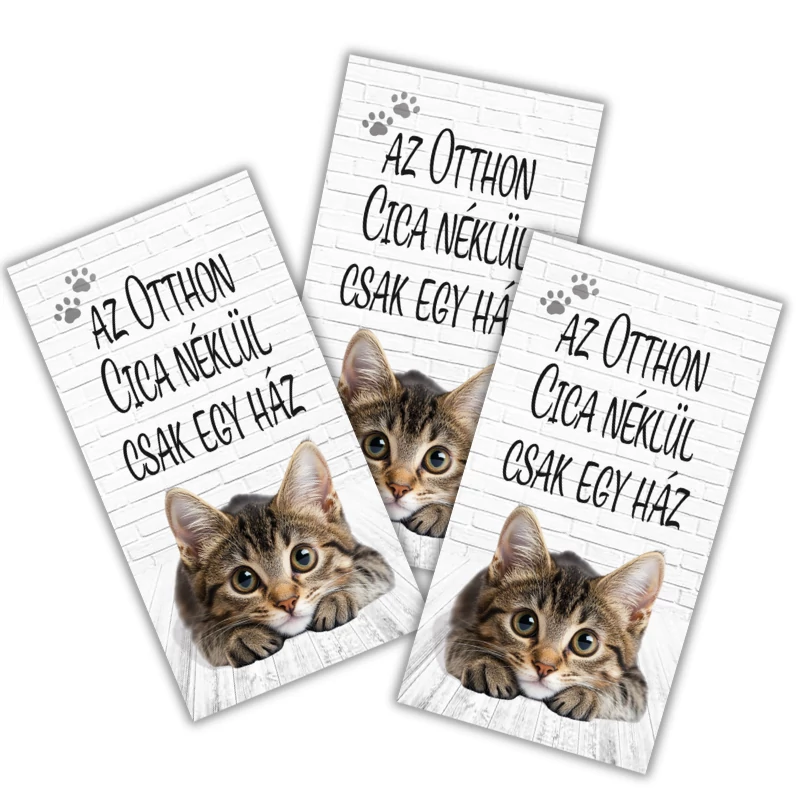 Nyomtatott fa tábla - Az otthon cica nélkül 3db/csomag