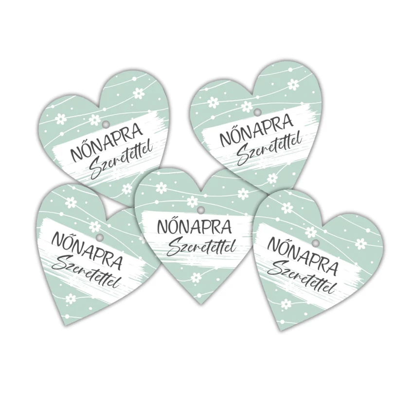 Nyomtatott fa tábla - Nőnapra - menta 4cm 5db