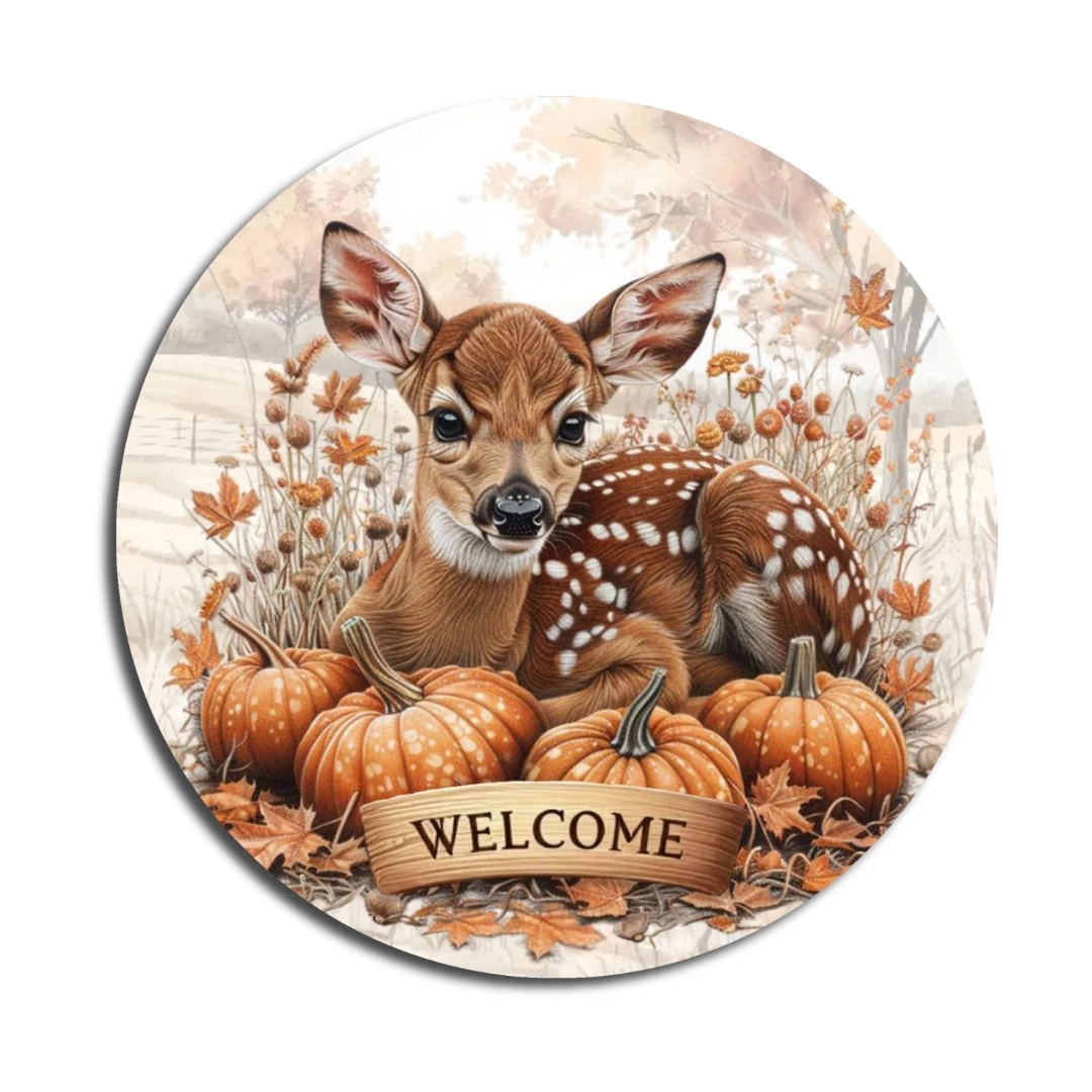 Nyomtatott fa tábla koszorú közép - Bambi welcome 
