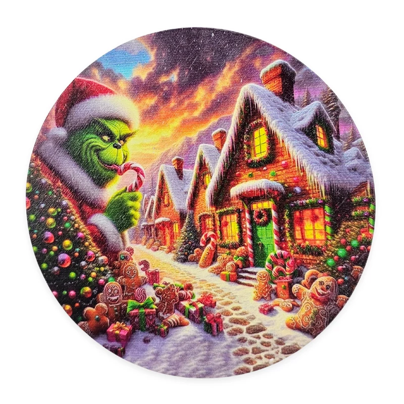  Nyomtatott fa tábla koszorú közép - Grinch mézifalván 