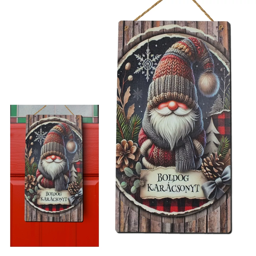 Nyomtatott fa tábla - Boldog karácsonyt 13x24,3cm