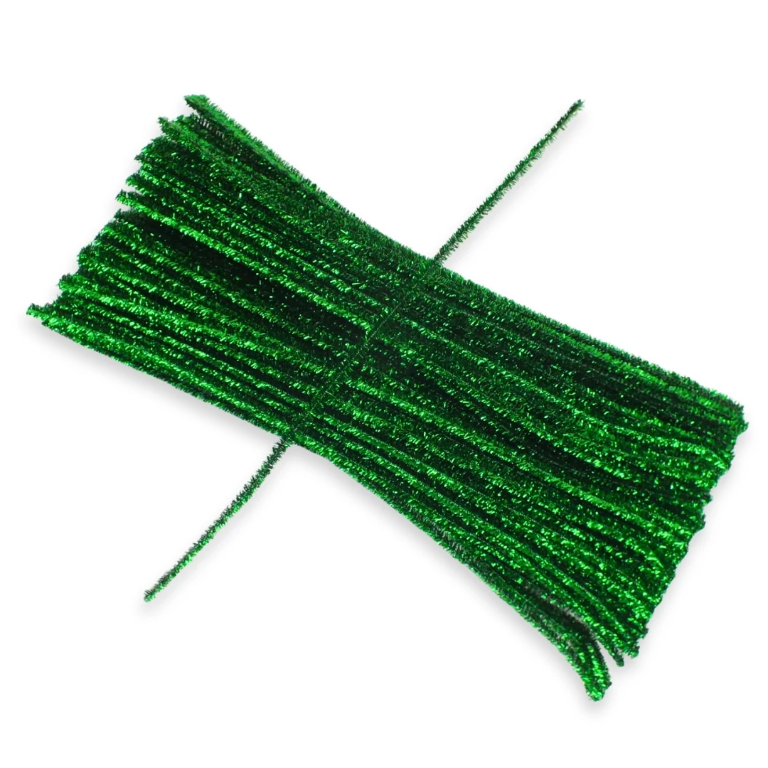 Csillámos zsenília drót - zöld 100db/cs