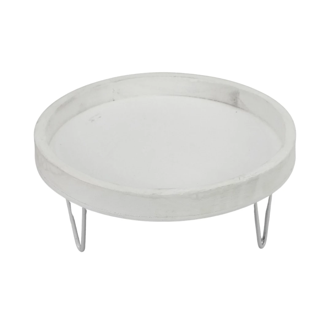  Dekorációs alap fém lábon fehér 25cm (12/#)