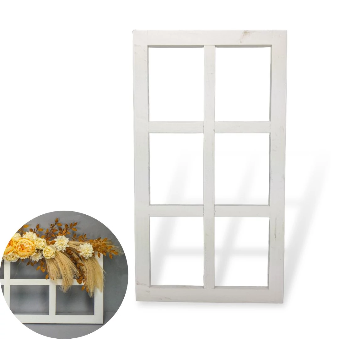 Dekorációs ablakkeret fából fehér 74cm*41cm 12/#