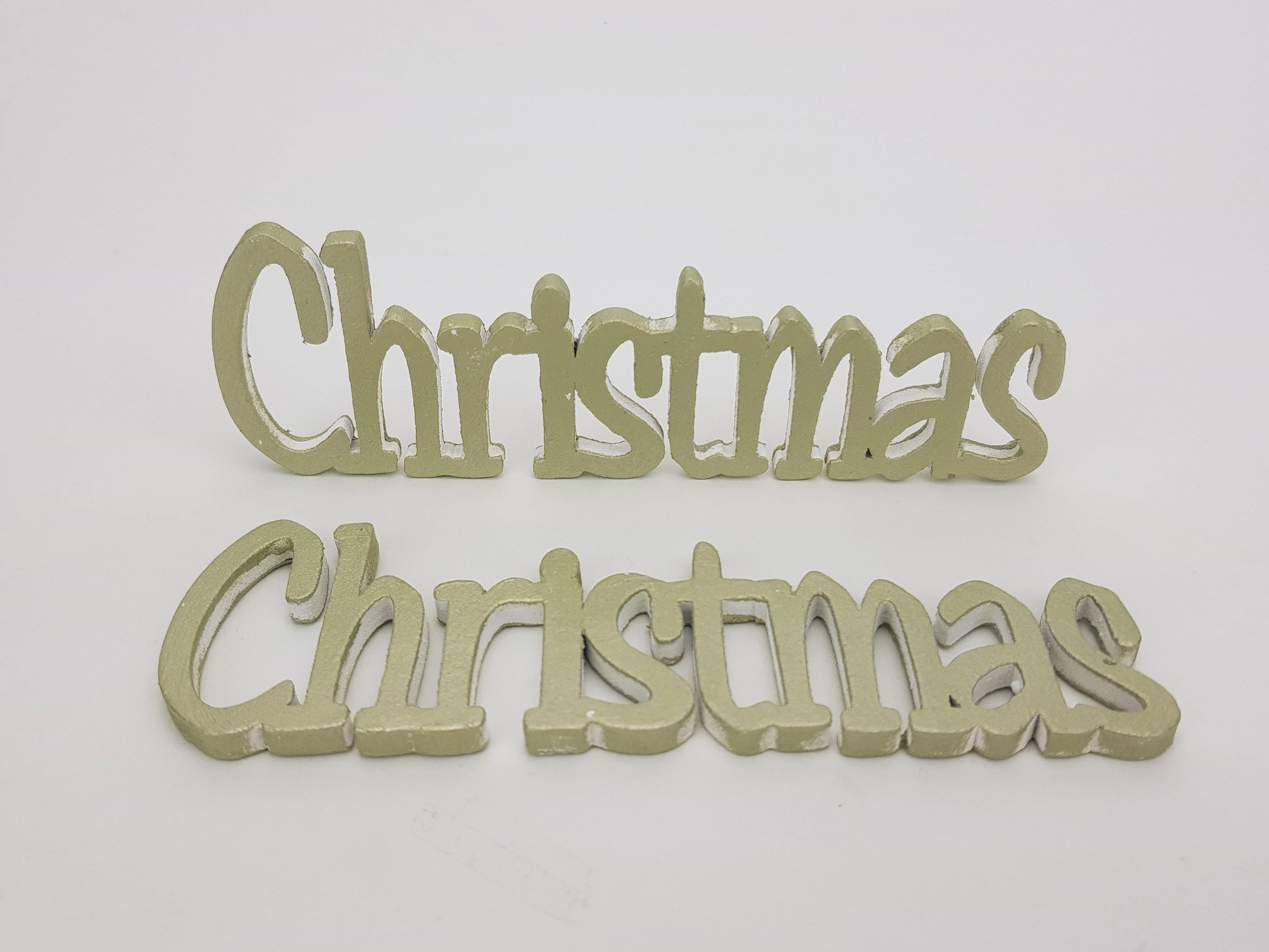 Christmas felirat metál zöldarany 15cm 2db/csomag