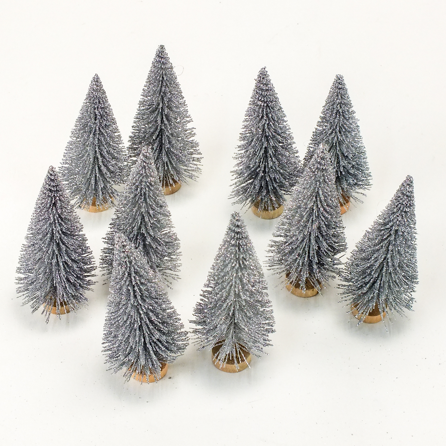 Dekor fenyőfa ezüst glitteres 10cm 10db/cs 