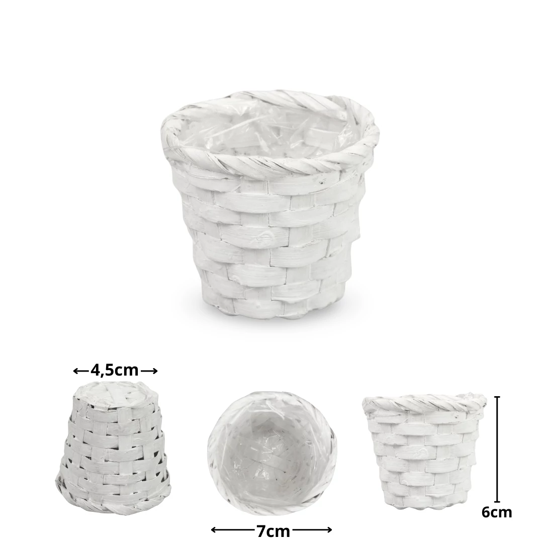 Bambusz kaspó fehér 7cm