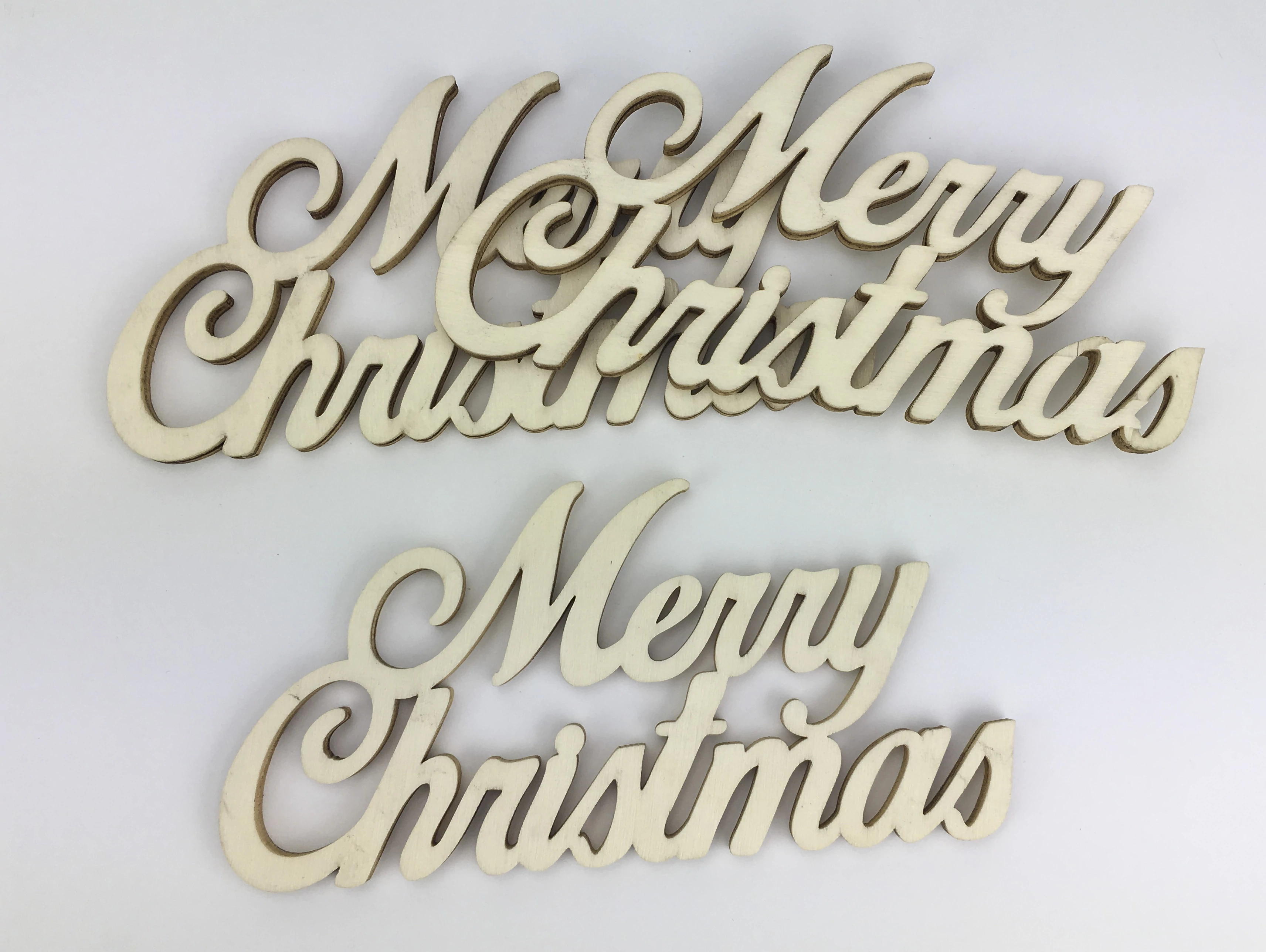Natúr fa - Merry Christmas felirat  3db/csomag