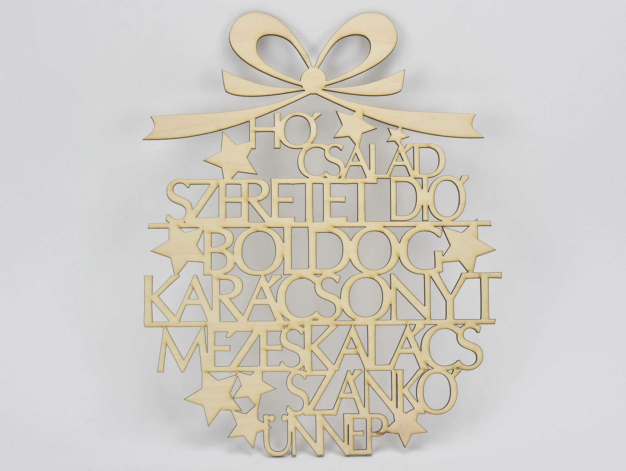 Natúr fa - Karácsonyi gömb szavakból 37cm
